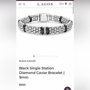 Lagos silver black caviar and diamond station bracelet